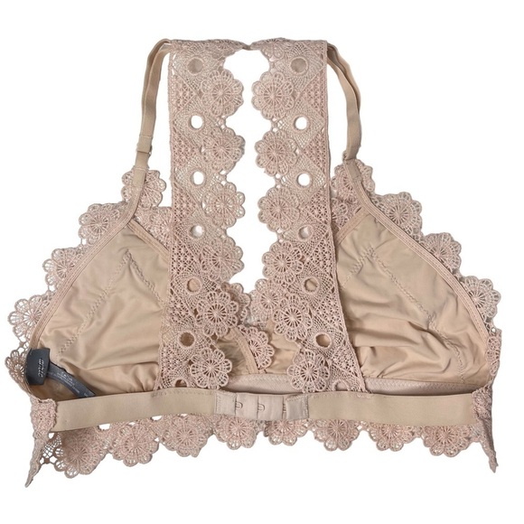 Aerie Bralette Womens Small Lace Daisy Chain V Neck Racerback Bra Pink Blush - Picture 5 of 11